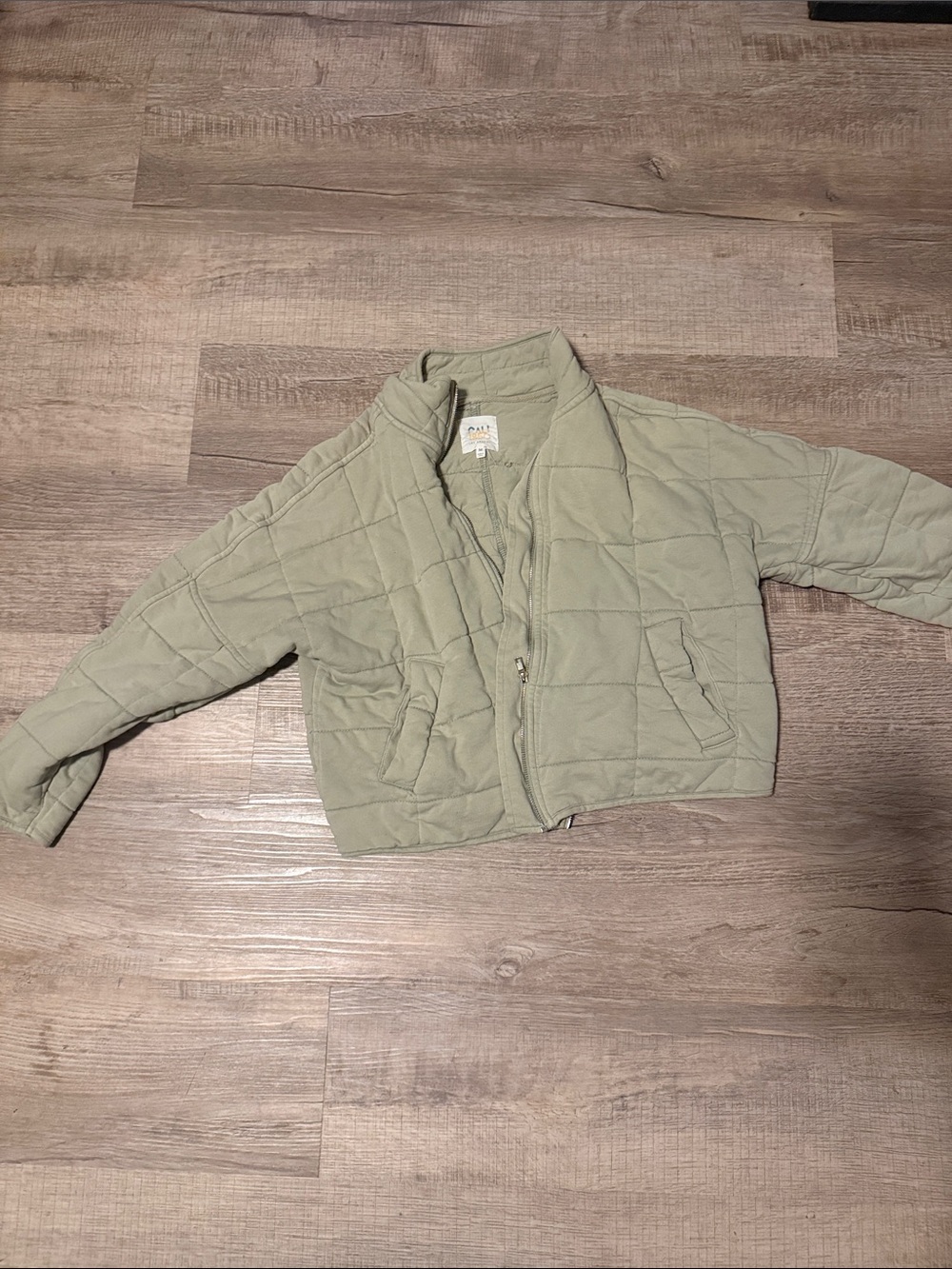 Cropped Quilted Women's Jacket in Light Sage